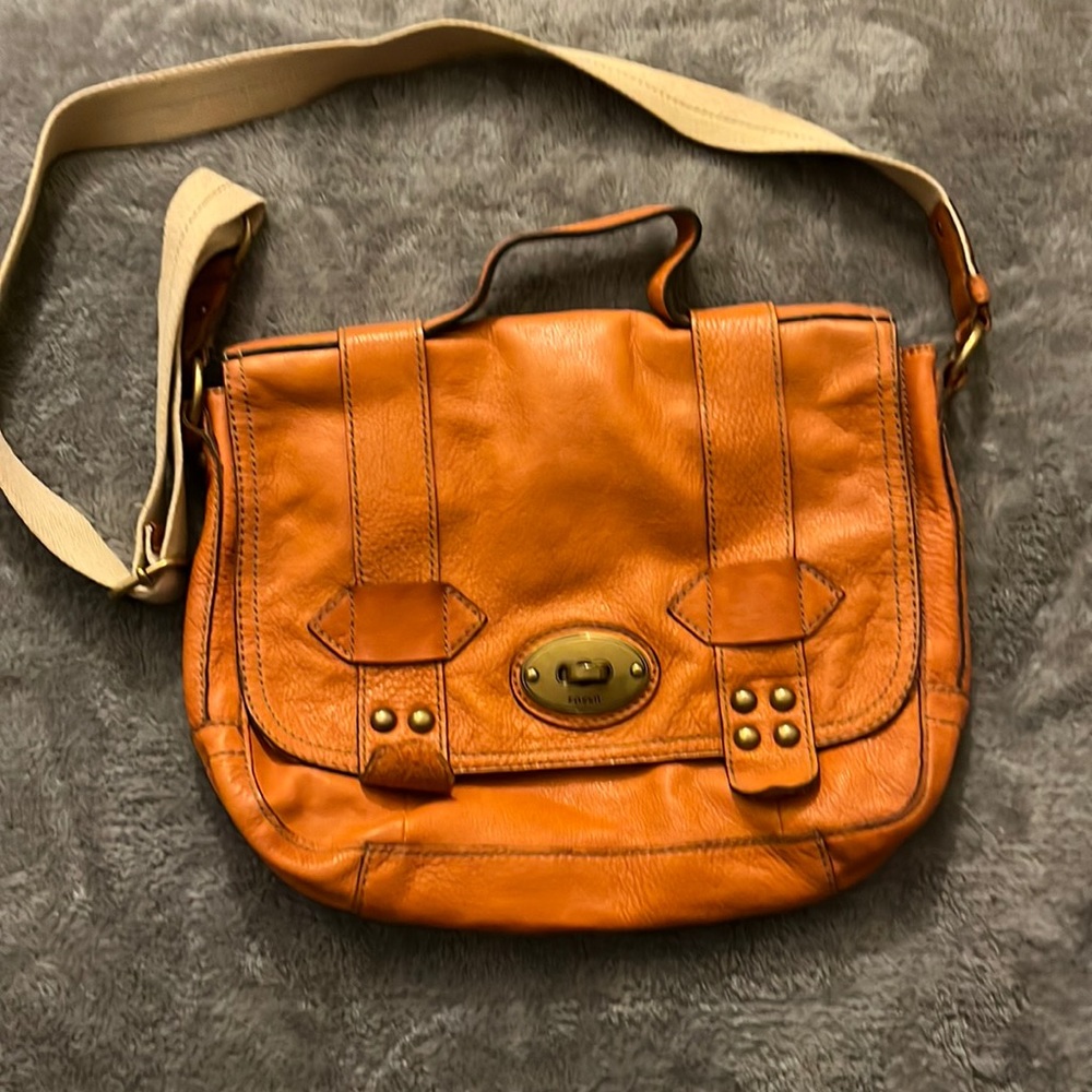 Fossil orange messenger bag